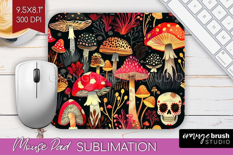 Neon Halloween Mouse Pad, Spooky Mousepad Sublimation Sublimation OrangeBrushStudio 