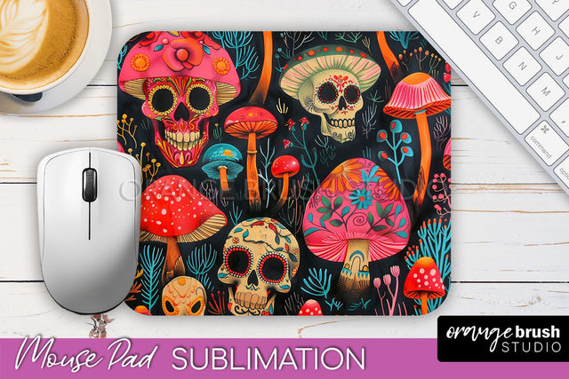 Neon Halloween Mouse Pad, Spooky Mousepad Sublimation Sublimation OrangeBrushStudio 