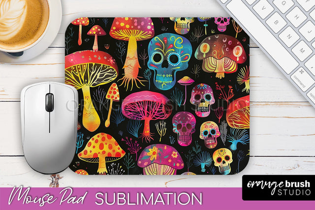 Neon Halloween Mouse Pad, Spooky Mousepad Sublimation Sublimation OrangeBrushStudio 