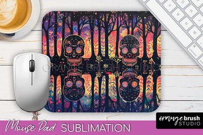 Neon Halloween Mouse Pad, Spooky Mousepad Sublimation Sublimation OrangeBrushStudio 