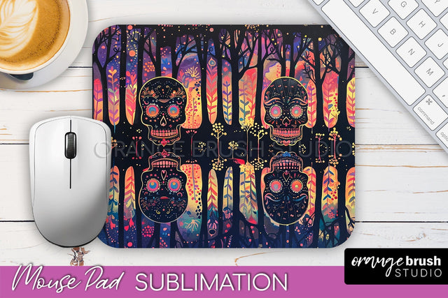 Neon Halloween Mouse Pad, Spooky Mousepad Sublimation Sublimation OrangeBrushStudio 