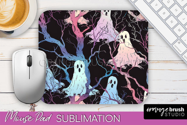 Neon Halloween Mouse Pad, Spooky Mousepad Sublimation Sublimation OrangeBrushStudio 