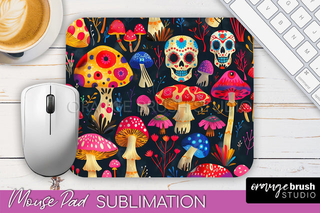 Neon Halloween Mouse Pad, Spooky Mousepad Sublimation Sublimation OrangeBrushStudio 