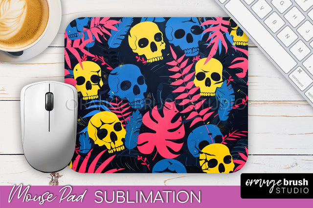 Neon Halloween Mouse Pad, Spooky Mousepad Sublimation Sublimation OrangeBrushStudio 