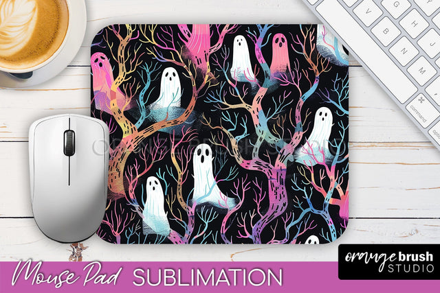 Neon Halloween Mouse Pad, Spooky Mousepad Sublimation Sublimation OrangeBrushStudio 