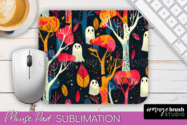 Neon Halloween Mouse Pad, Spooky Mousepad Sublimation Sublimation OrangeBrushStudio 
