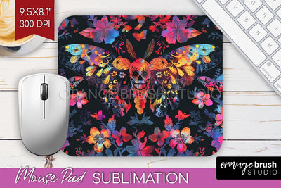Neon Halloween Mouse Pad, Spooky Mousepad Sublimation Sublimation OrangeBrushStudio 