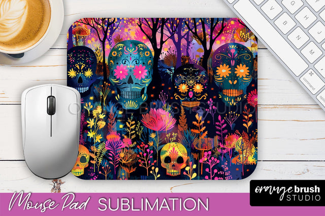 Neon Halloween Mouse Pad, Spooky Mousepad Sublimation Sublimation OrangeBrushStudio 