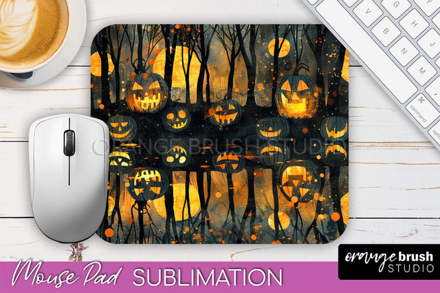 Neon Halloween Mouse Pad, Spooky Mousepad Sublimation Sublimation OrangeBrushStudio 