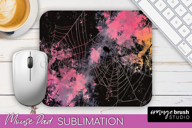 Neon Halloween Mouse Pad, Spooky Mousepad Sublimation Sublimation OrangeBrushStudio 