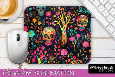 Neon Halloween Mouse Pad, Spooky Mousepad Sublimation Sublimation OrangeBrushStudio 