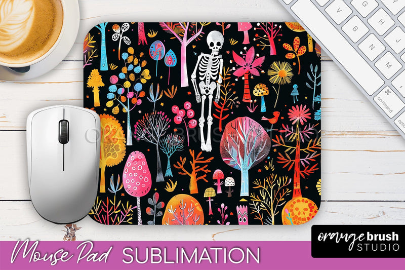 Neon Halloween Mouse Pad, Spooky Mousepad Sublimation Sublimation OrangeBrushStudio 
