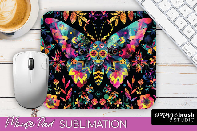 Neon Halloween Mouse Pad, Spooky Mousepad Sublimation Sublimation OrangeBrushStudio 