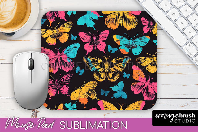 Neon Halloween Mouse Pad, Spooky Mousepad Sublimation Sublimation OrangeBrushStudio 