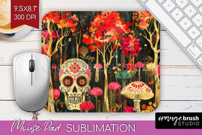 Neon Halloween Mouse Pad, Spooky Mousepad Sublimation Sublimation OrangeBrushStudio 