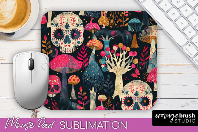 Neon Halloween Mouse Pad, Spooky Mousepad Sublimation Sublimation OrangeBrushStudio 