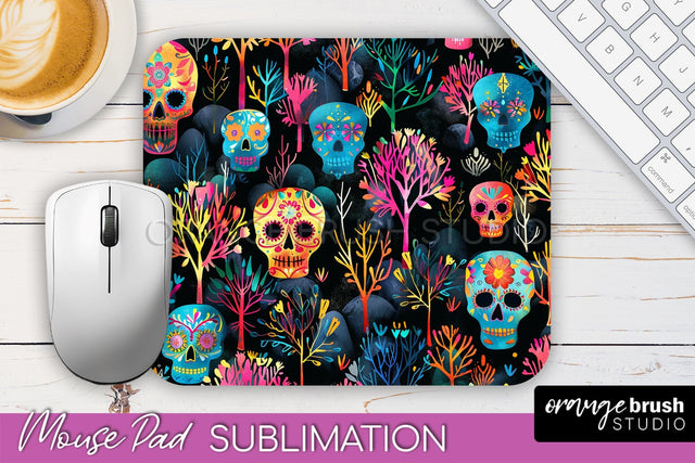 Neon Halloween Mouse Pad, Spooky Mousepad Sublimation Sublimation OrangeBrushStudio 