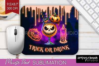 Neon Halloween Mouse Pad Sublimation - Cocktail Mousepad PNG Sublimation OrangeBrushStudio 