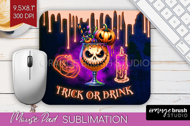 Neon Halloween Mouse Pad Sublimation - Cocktail Mousepad PNG Sublimation OrangeBrushStudio 