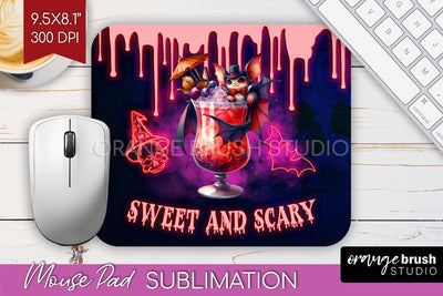 Neon Halloween Mouse Pad Sublimation - Cocktail Mousepad PNG Sublimation OrangeBrushStudio 