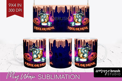 Neon Halloween Mug Wrap - Cocktail Mug Sublimation Sublimation OrangeBrushStudio 