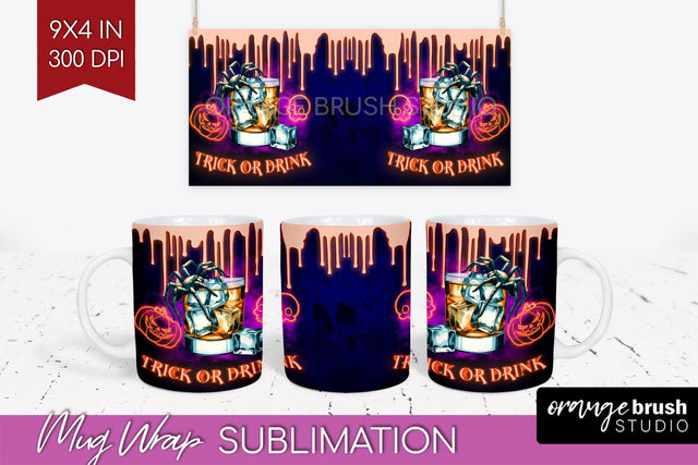 Neon Halloween Mug Wrap - Cocktail Mug Sublimation Sublimation OrangeBrushStudio 