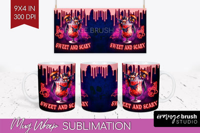 Neon Halloween Mug Wrap - Cocktail Mug Sublimation Sublimation OrangeBrushStudio 