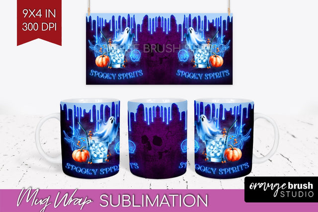 Neon Halloween Mug Wrap - Cocktail Mug Sublimation Sublimation OrangeBrushStudio 