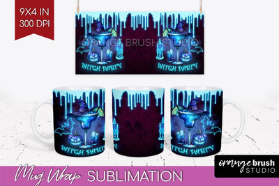 Neon Halloween Mug Wrap - Cocktail Mug Sublimation Sublimation OrangeBrushStudio 