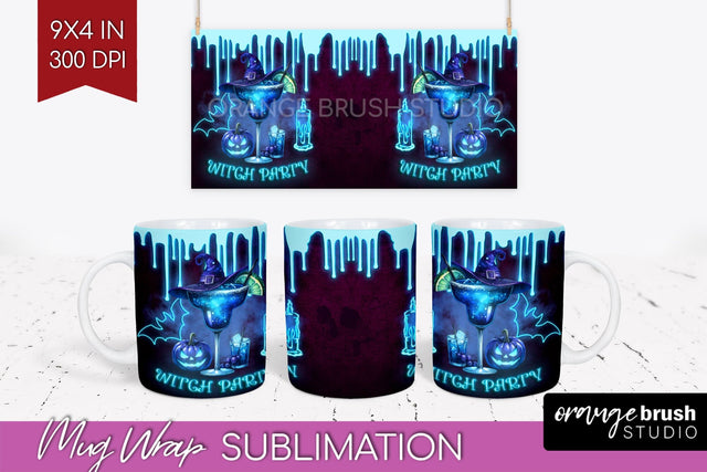 Neon Halloween Mug Wrap - Cocktail Mug Sublimation Sublimation OrangeBrushStudio 