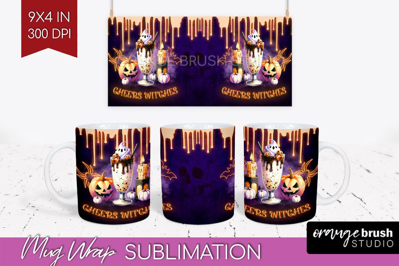 Neon Halloween Mug Wrap - Cocktail Mug Sublimation Sublimation OrangeBrushStudio 