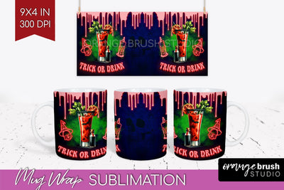 Neon Halloween Mug Wrap - Cocktail Mug Sublimation Sublimation OrangeBrushStudio 