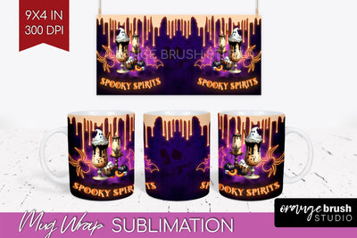 Neon Halloween Mug Wrap - Cocktail Mug Sublimation Sublimation OrangeBrushStudio 