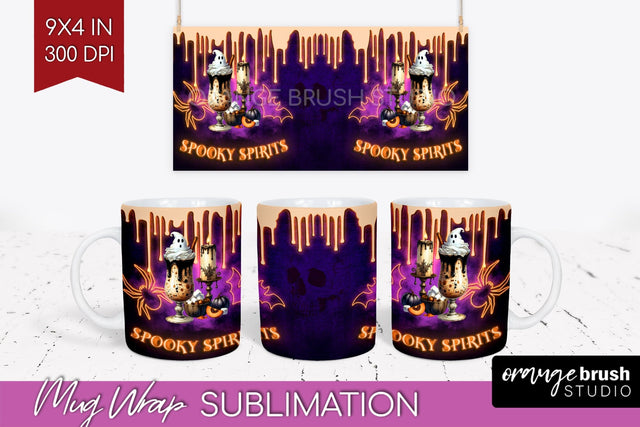 Neon Halloween Mug Wrap - Cocktail Mug Sublimation Sublimation OrangeBrushStudio 