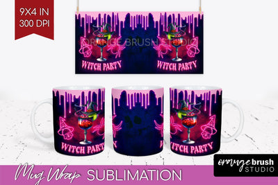 Neon Halloween Mug Wrap - Cocktail Mug Sublimation Sublimation OrangeBrushStudio 