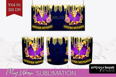 Neon Halloween Mug Wrap - Cocktail Mug Sublimation Sublimation OrangeBrushStudio 