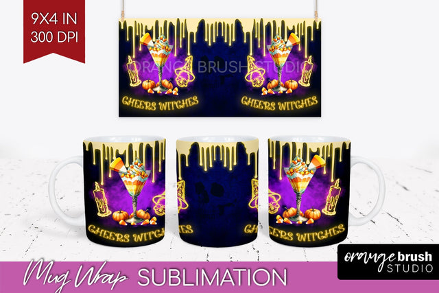 Neon Halloween Mug Wrap - Cocktail Mug Sublimation Sublimation OrangeBrushStudio 