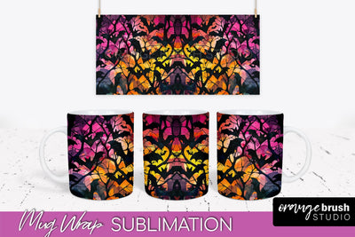 Neon Halloween Mug Wrap - Spooky Mug Sublimation Designs Sublimation OrangeBrushStudio 
