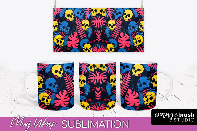 Neon Halloween Mug Wrap - Spooky Mug Sublimation Designs Sublimation OrangeBrushStudio 