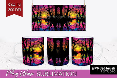 Neon Halloween Mug Wrap - Spooky Mug Sublimation Designs Sublimation OrangeBrushStudio 