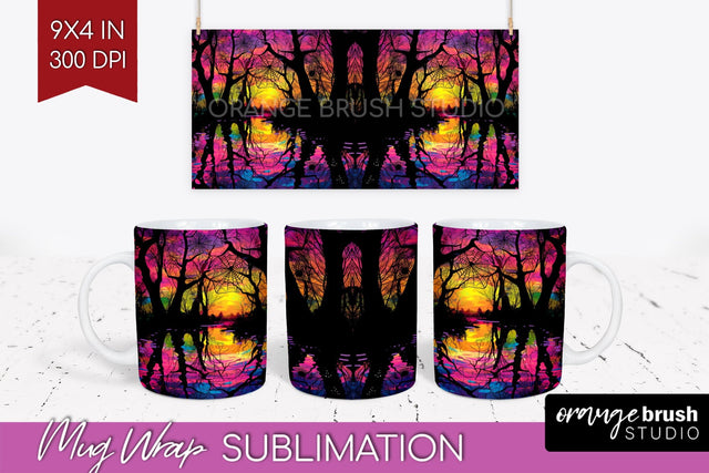 Neon Halloween Mug Wrap - Spooky Mug Sublimation Designs Sublimation OrangeBrushStudio 