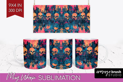 Neon Halloween Mug Wrap - Spooky Mug Sublimation Designs Sublimation OrangeBrushStudio 