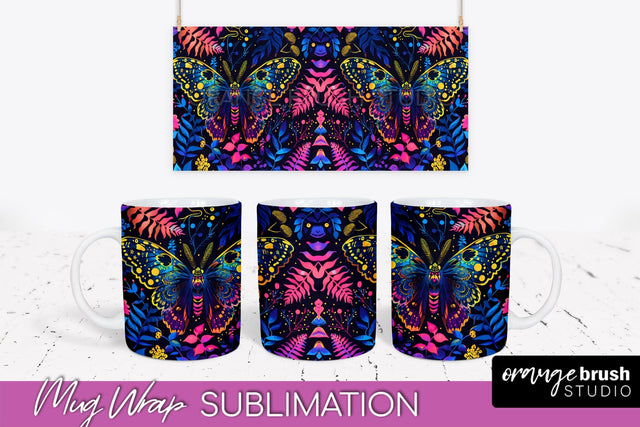 Neon Halloween Mug Wrap - Spooky Mug Sublimation Designs Sublimation OrangeBrushStudio 