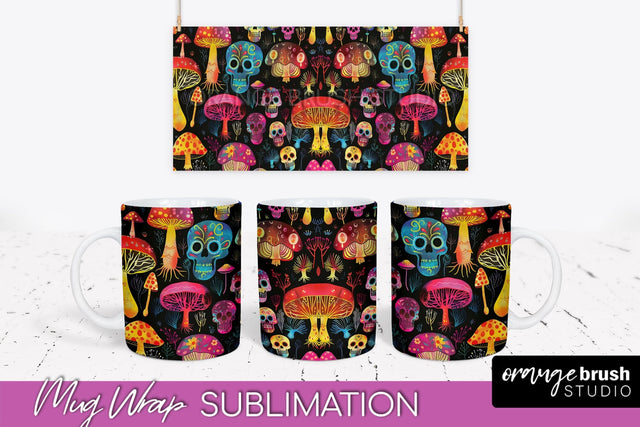 Neon Halloween Mug Wrap - Spooky Mug Sublimation Designs Sublimation OrangeBrushStudio 