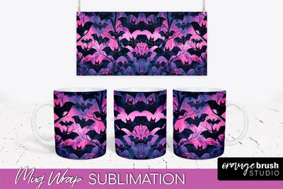 Neon Halloween Mug Wrap - Spooky Mug Sublimation Designs Sublimation OrangeBrushStudio 
