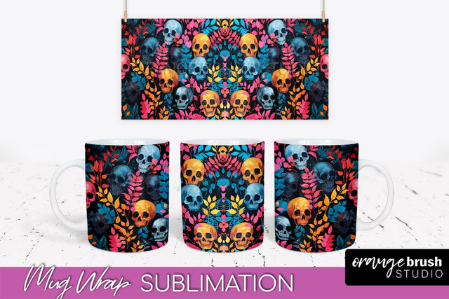 Neon Halloween Mug Wrap - Spooky Mug Sublimation Designs Sublimation OrangeBrushStudio 