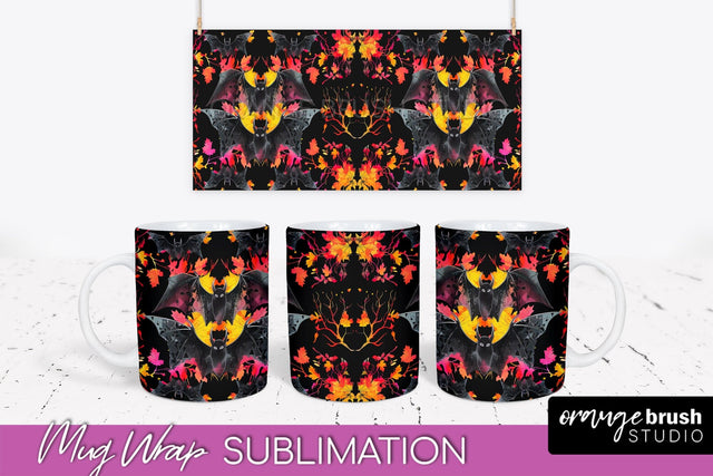 Neon Halloween Mug Wrap - Spooky Mug Sublimation Designs Sublimation OrangeBrushStudio 