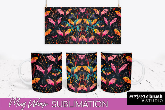Neon Halloween Mug Wrap - Spooky Mug Sublimation Designs Sublimation OrangeBrushStudio 