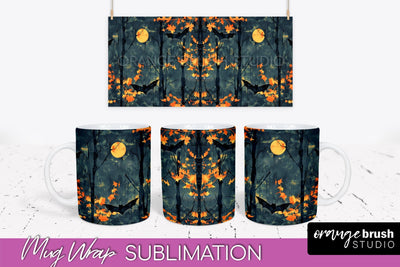 Neon Halloween Mug Wrap - Spooky Mug Sublimation Designs Sublimation OrangeBrushStudio 