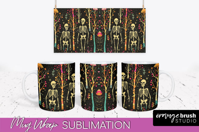 Neon Halloween Mug Wrap - Spooky Mug Sublimation Designs Sublimation OrangeBrushStudio 